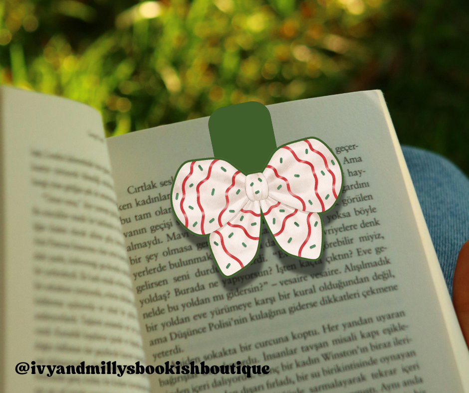 Christmas Cake Bow Magnetic Bookmark