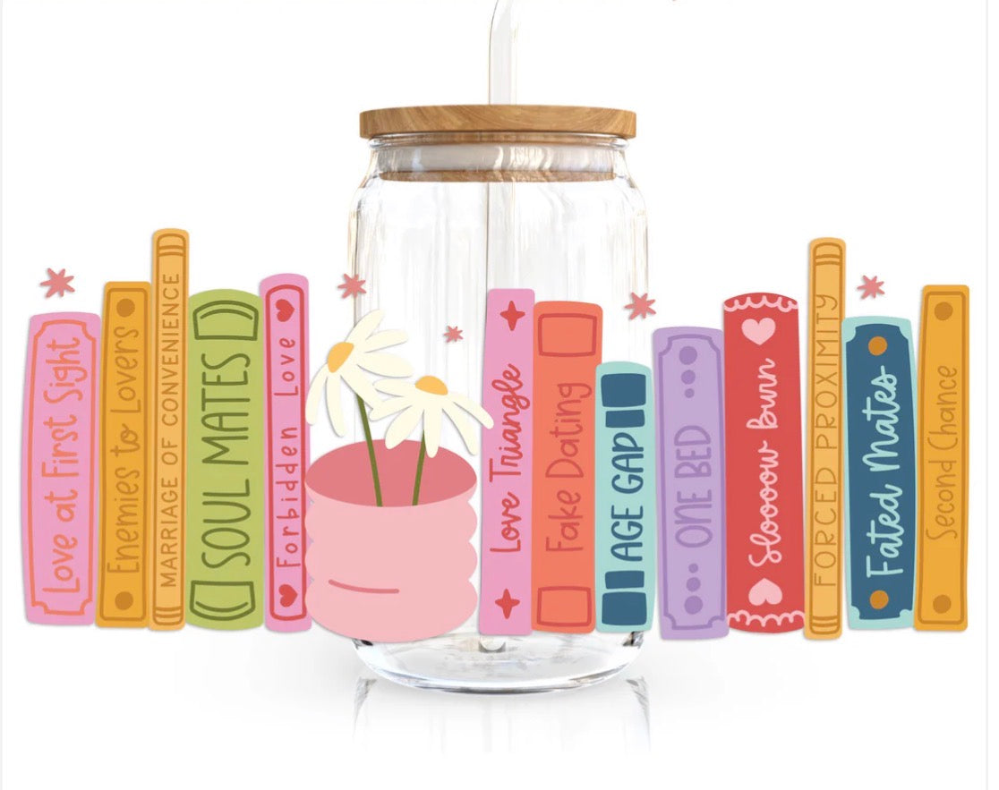 16oz Bookish Glass Can Cups