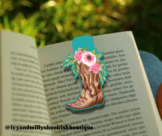 Floral Cowgirl Boot Magnetic Bookmark