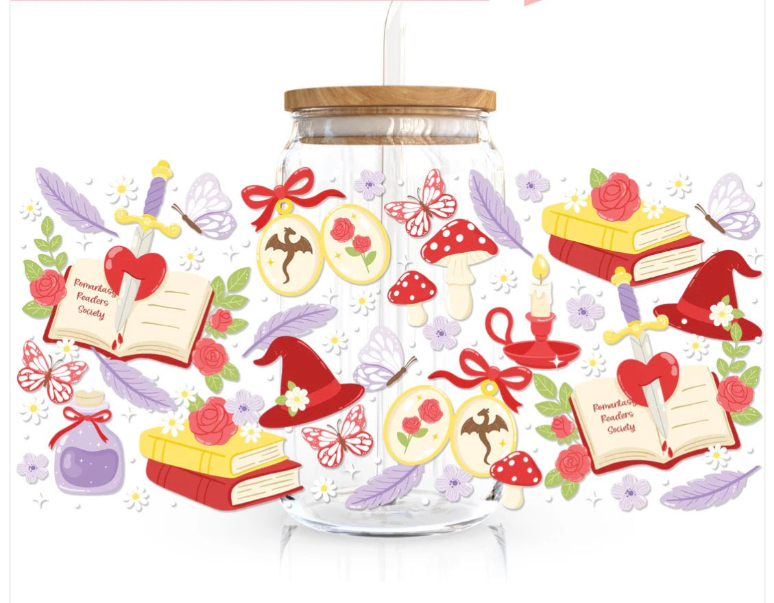 16oz Bookish Glass Can Cups