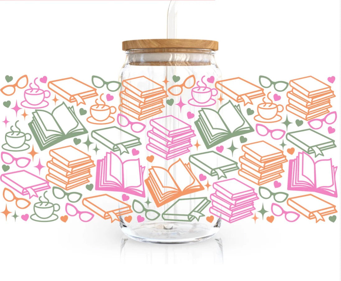 16oz Bookish Glass Can Cups