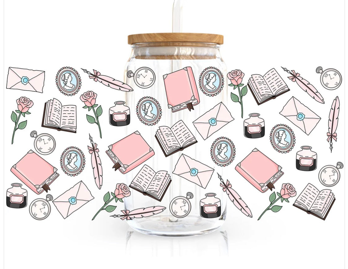 16oz Bookish Glass Can Cups