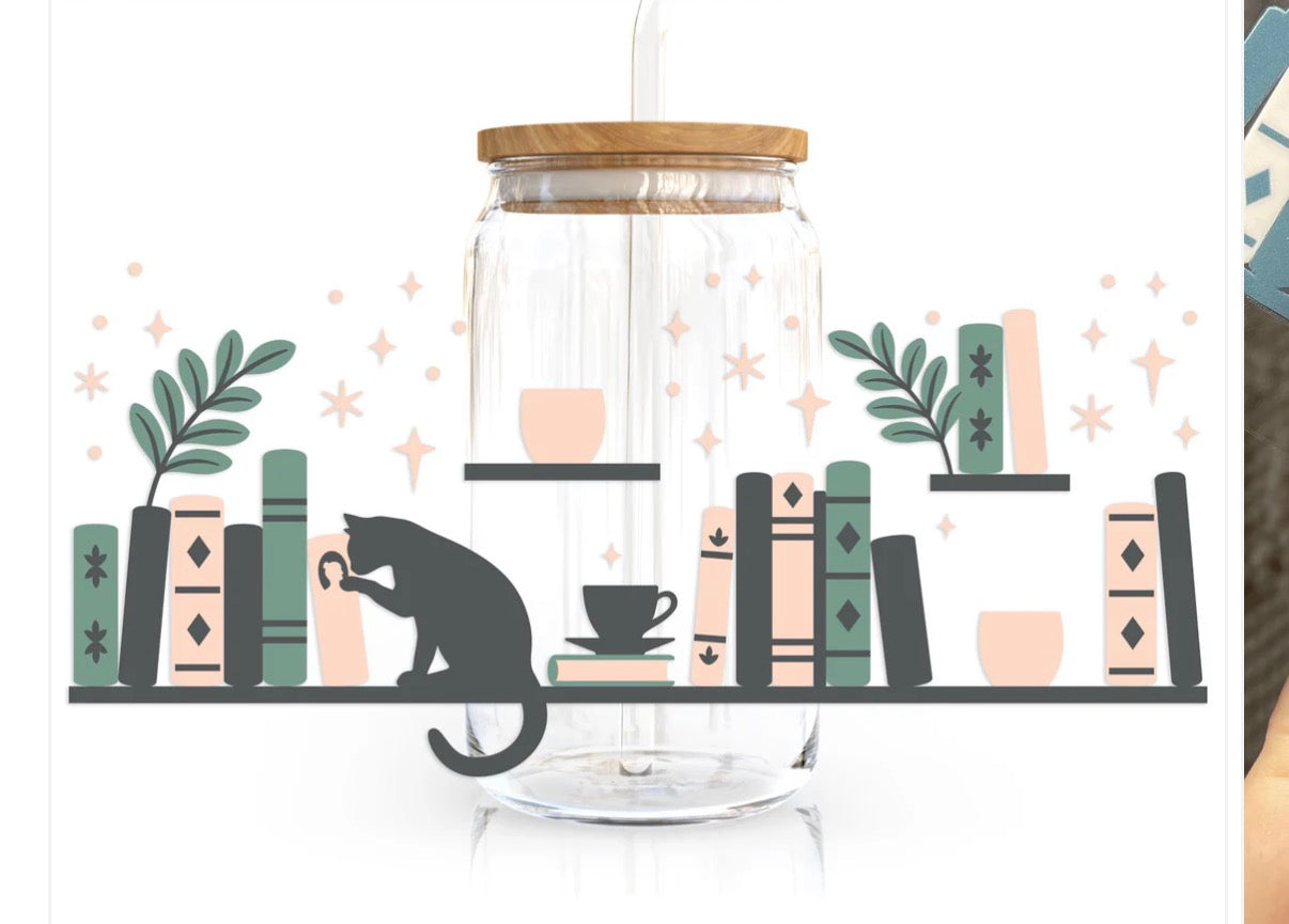 16oz Bookish Glass Can Cups