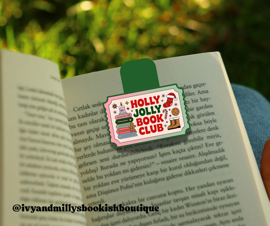 Holly Jolly Book Club Magnetic Bookmark