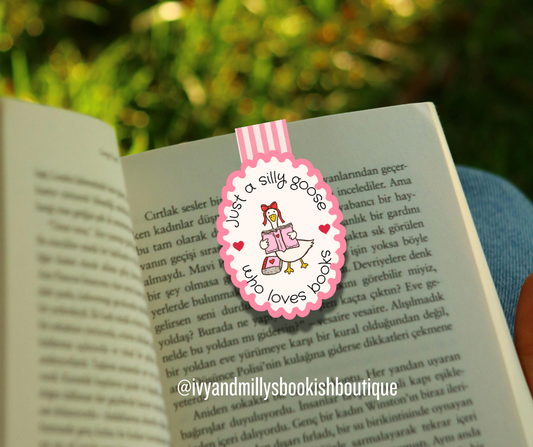 Silly Goose Who Loves Books Magnetic Bookmark